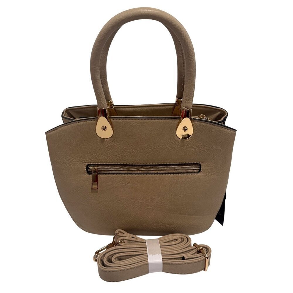 K. Carroll Faux Leather Satchel Crossbody Convertible‎ Handbag RFID Bone NEW